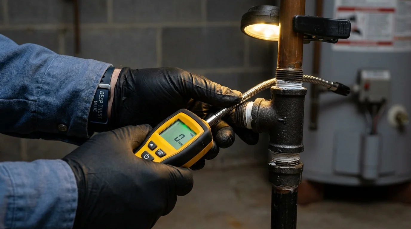 Gas leak detection with electronic sniffer by Johns Plumbing LLC in Albers