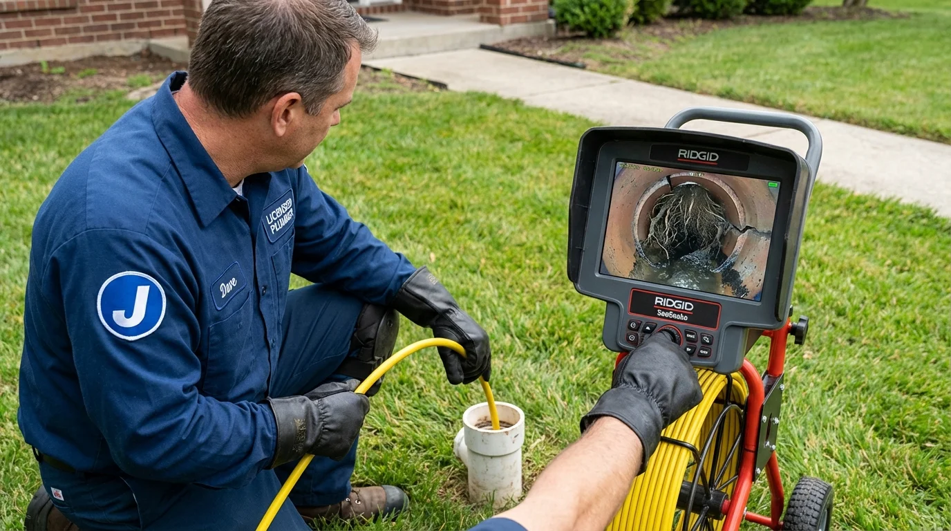 Sewer camera inspection being performed by Johns Plumbing LLC in Albers