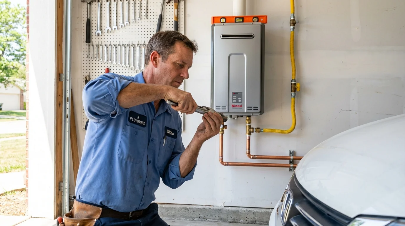 Tankless water heater installation by a Johns Plumbing LLC plumber in Albers